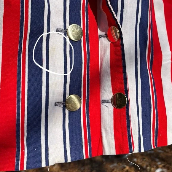 70s Handmade USA Red White & Blue Striped Blazer Jacket America Patriotic - Picture 10 of 15
